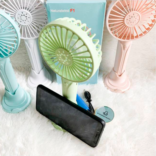 VENTILADOR DE MANO RECARGABLE SOPORTE BASE CELULAR