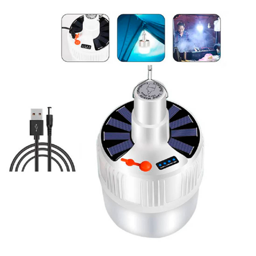 FOCO CON PANEL SOLAR Y USB 50W