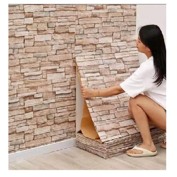 PAPEL TAPIZ LADRILLO MARRON 3D ADHESIVA