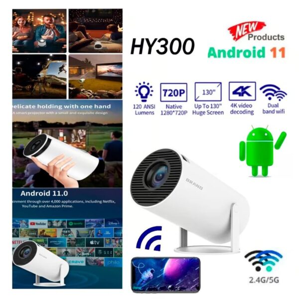 PROYECTOR PORTATIL SMART ANDROID WIFFI BLUETOOTH 4K 1080P FULL HD.