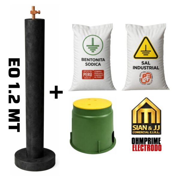SISTEMA POZO A TIERRA ELECTRODO 5/8+ ADITIVOS + BOVEDA OHMPRIME  1.2M