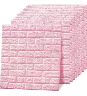 PAPEL TAPIZ LADRILLO ROSADO 3D ADHESIVA SET X10UNIDADES